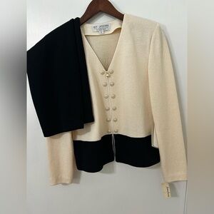 St. John Two-Tone Cream and Black Knit Cardigan Set